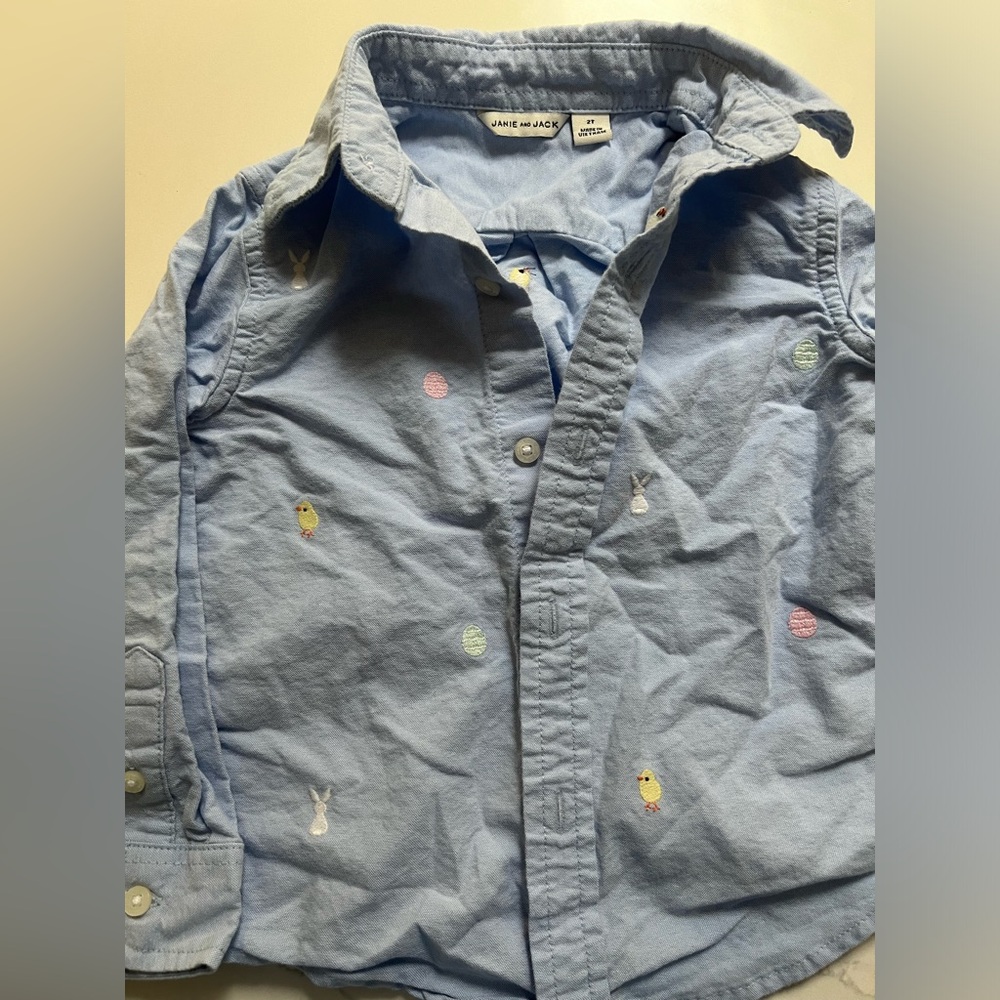 Janie and jack Easter button down matching onesie for little bro